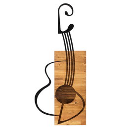 Wallity Gitar Escultura de pared Negro y Nogal